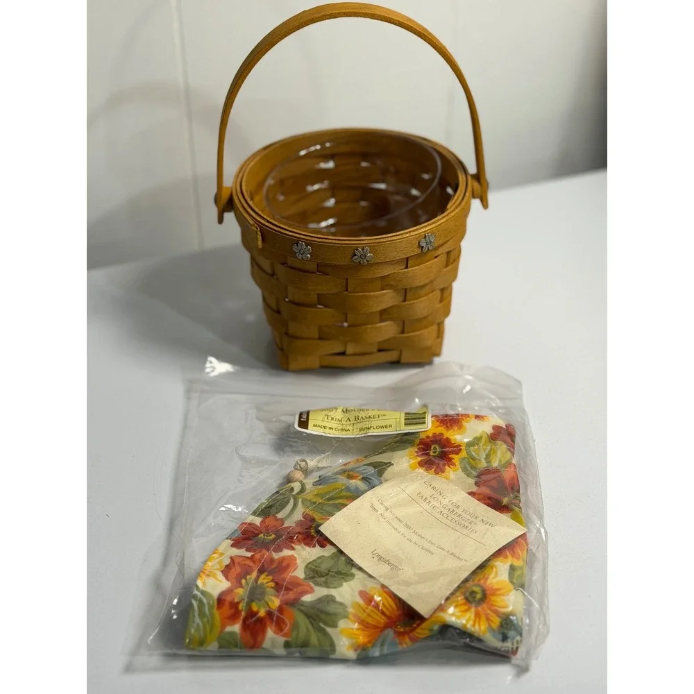 Longaberger Basket 2007 Mother's‎ Day Trim-A-Basket Brown Sunflower Floral Liner